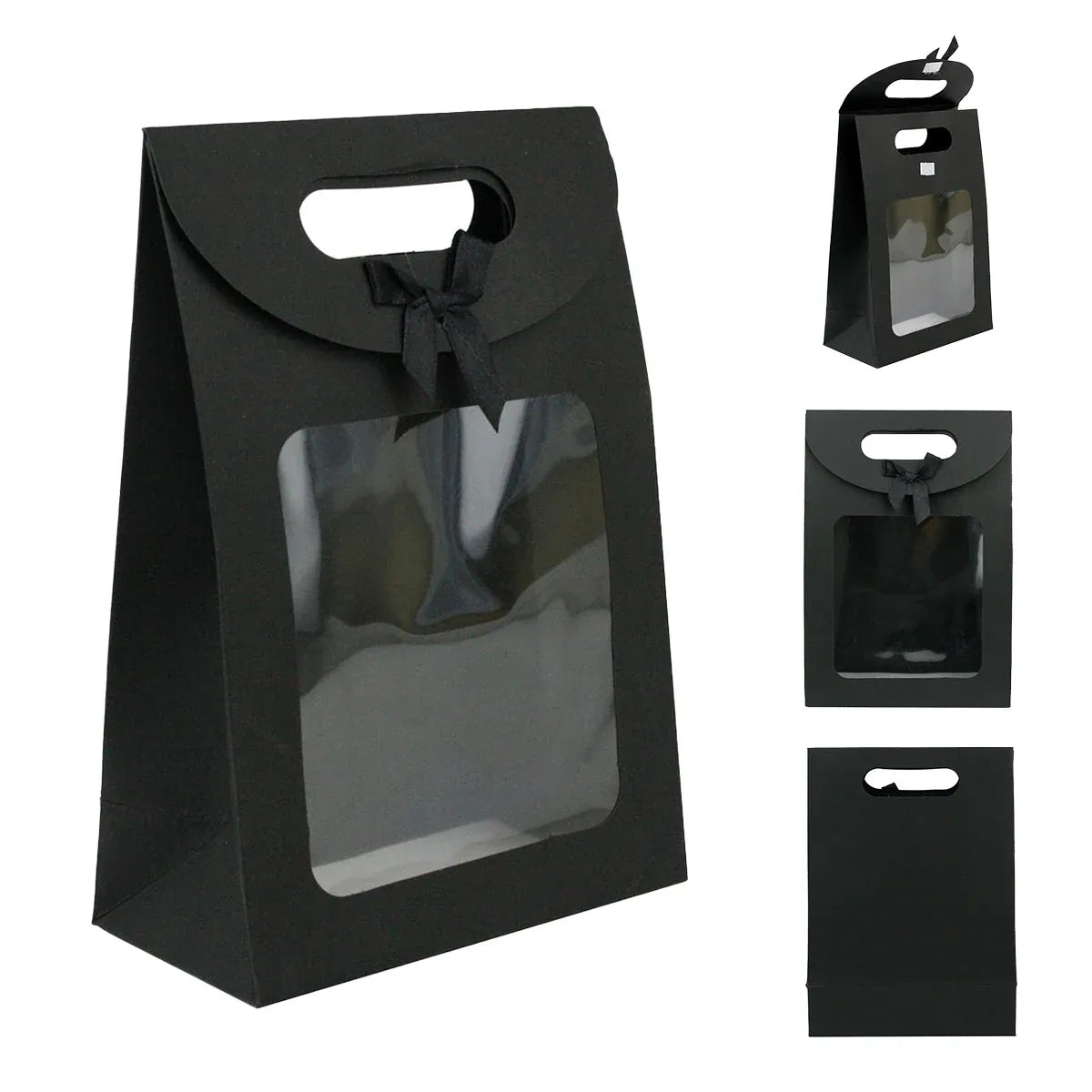 24PCS Bow Gift Boxes with Clear Window Aesthetic for Candy Gift Packaging Use - M