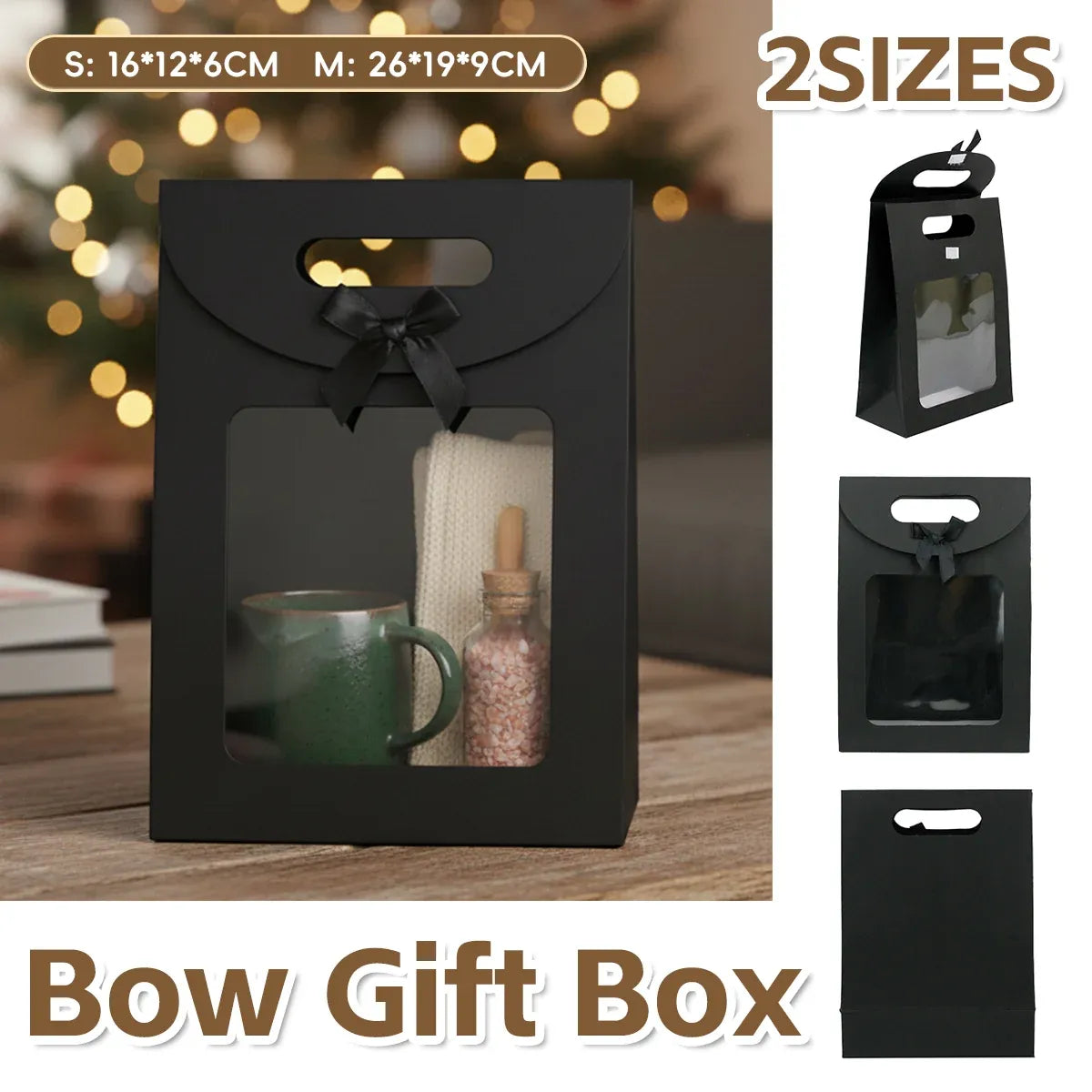 24PCS Bow Gift Boxes with Clear Window Aesthetic for Candy Gift Packaging Use - M