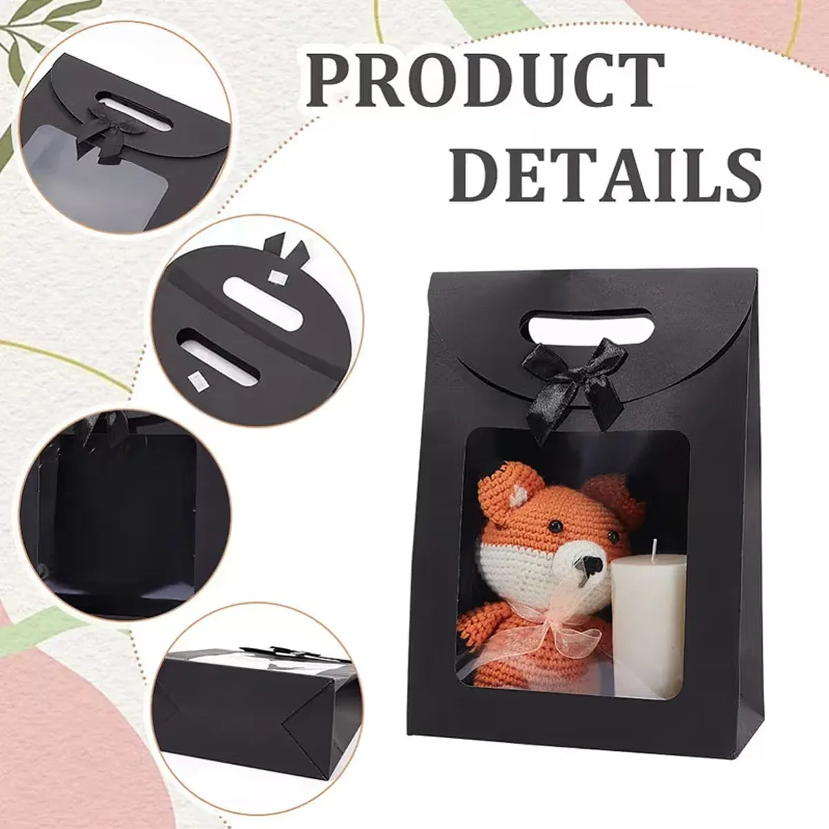 24PCS Bow Gift Boxes with Clear Window Aesthetic for Candy Gift Packaging Use - S