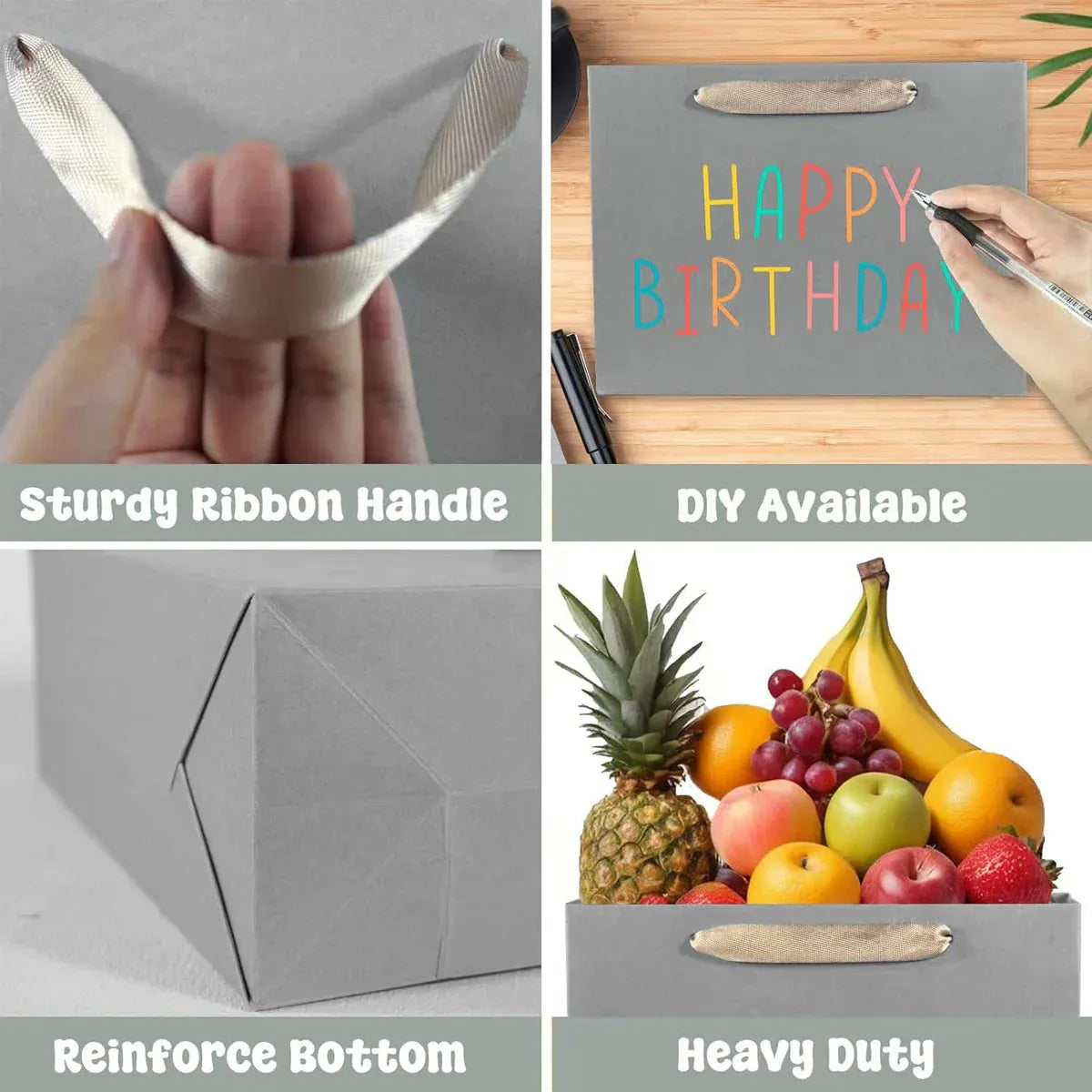 10PCS Gift Bags with Handles Wedding Party Bags High Strength Durable Paper - 20x10x18cm