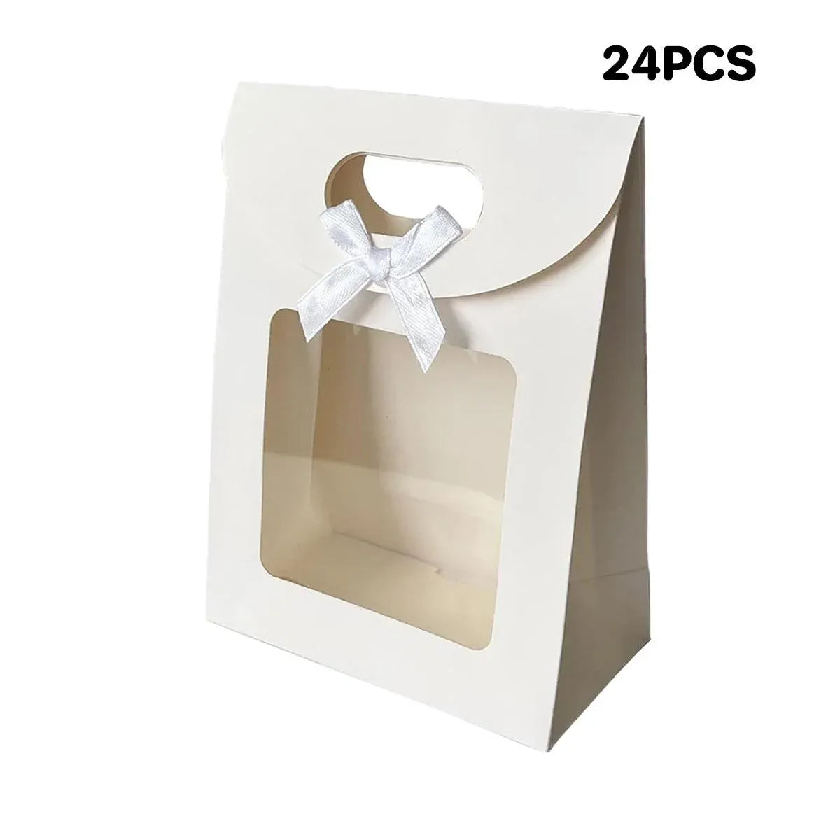 24PCS Bow Flap Tote Bag Reusable Shopping Carry Bag Gift Party Packaging Bag - 26x19x9cm