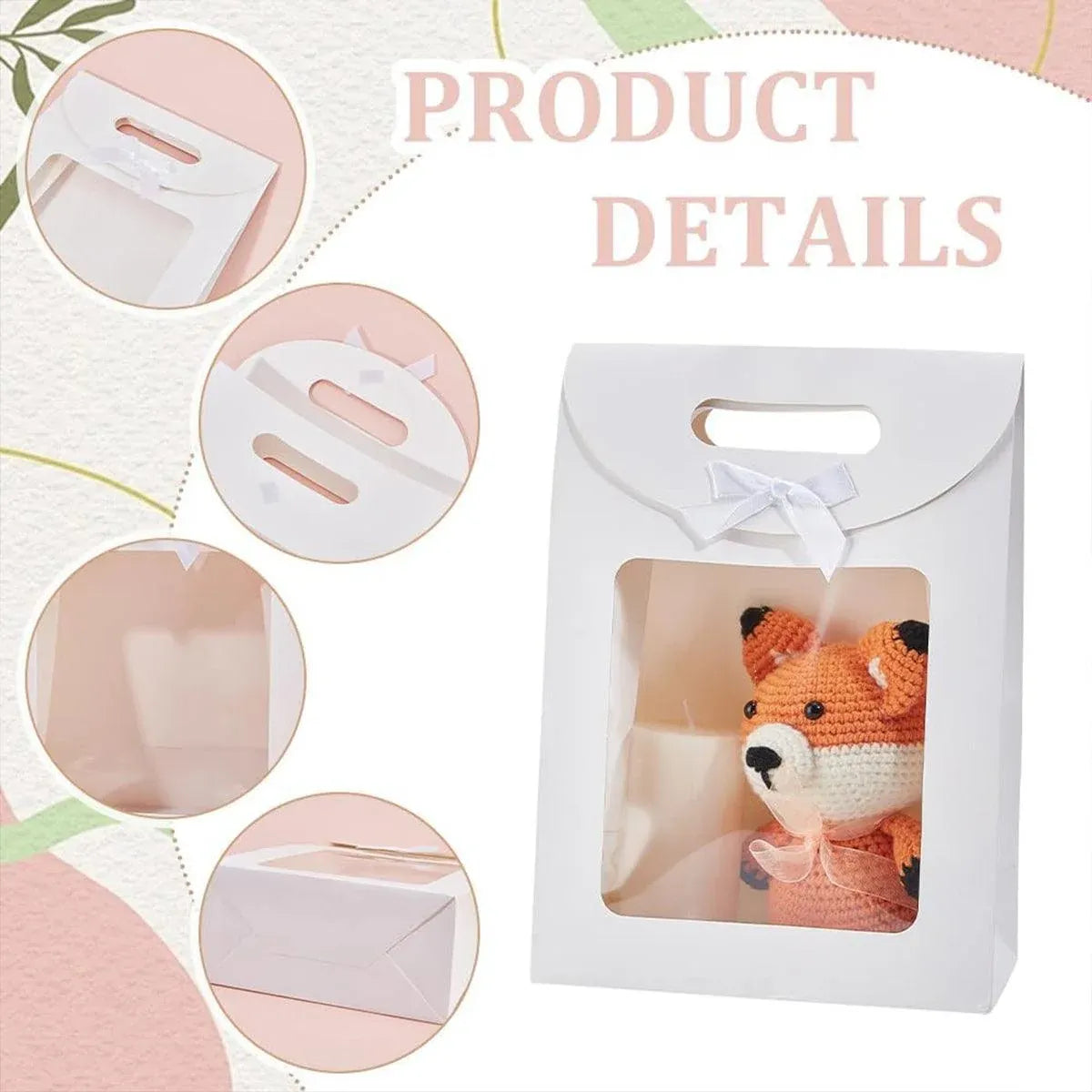24PCS Bow Flap Tote Bag Reusable Shopping Carry Bag Gift Party Packaging Bag - 16x12x6cm