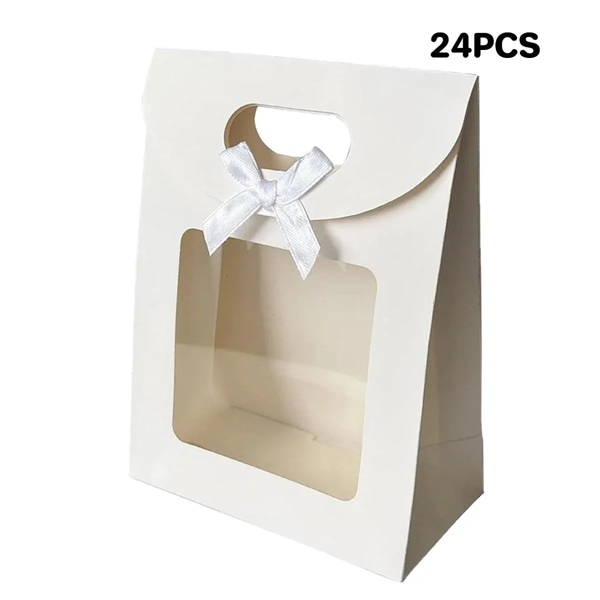 24PCS Bow Flap Tote Bag Reusable Shopping Carry Bag Gift Party Packaging Bag - 16x12x6cm