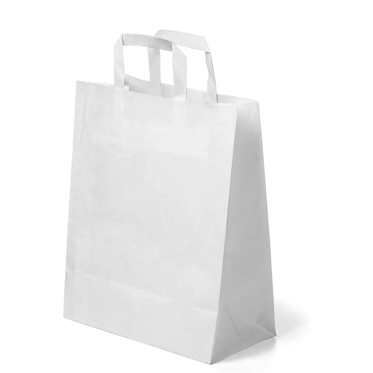 50pcs White Kraft Paper Tote Bags Gift Bags for Packaging Shopping and Storage