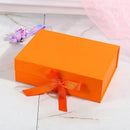 5X Medium Premium Gift Boxes with Ribbon Multi-Color Hamper Packaging Set - Orange