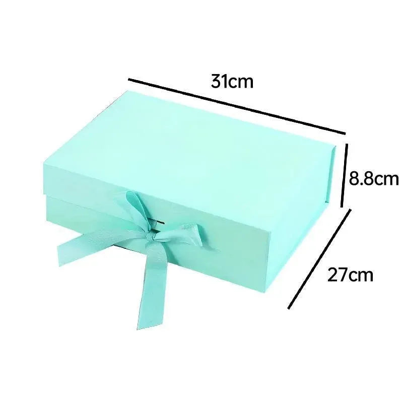 Elegant Ribbon Flip Folding Gift Boxes Multiple Colors High-Quality Cardboard - Black