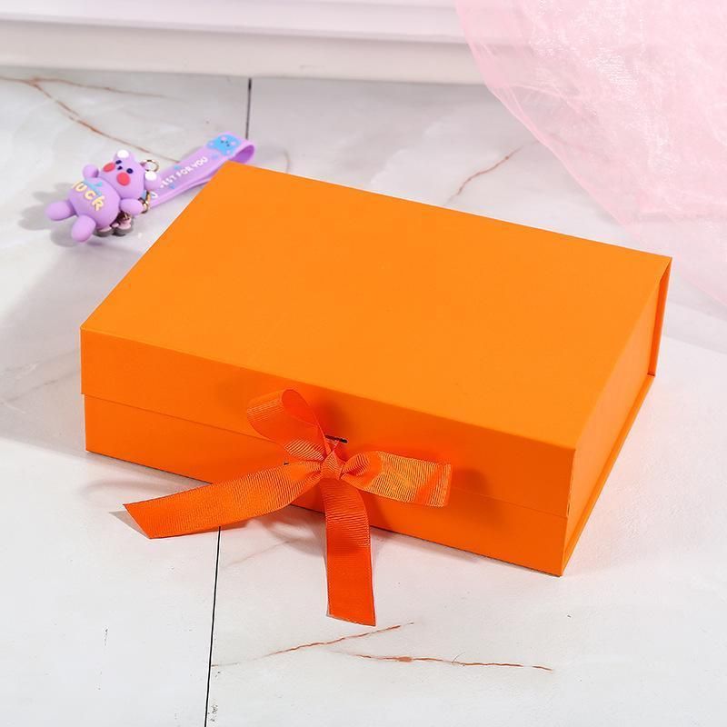 Elegant Ribbon Flip Folding Gift Boxes Multiple Colors High-Quality Cardboard - Black