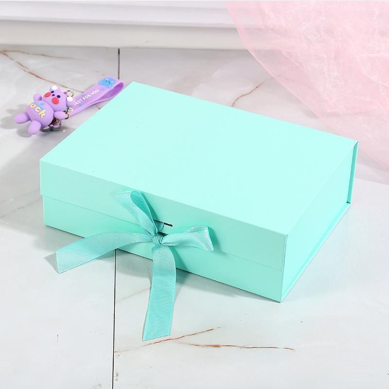 Elegant Ribbon Flip Folding Gift Boxes Multiple Colors High-Quality Cardboard - Black