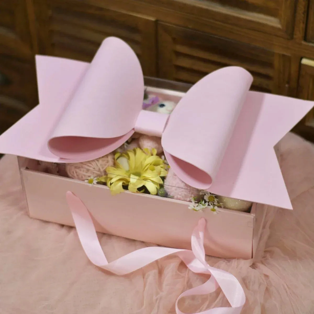 5PCS Bow Gift Box Transparent PVC Design with Ribbon Wedding Party Favor Boxes - Blue