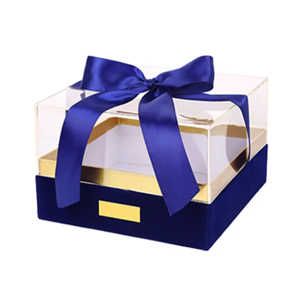 Acrylic Gift Box Clear Souvenir Display Case Bow Storage Container for Packaging - Blue - L