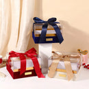 Acrylic Gift Box Clear Souvenir Display Case Bow Storage Container for Packaging - Blue - L