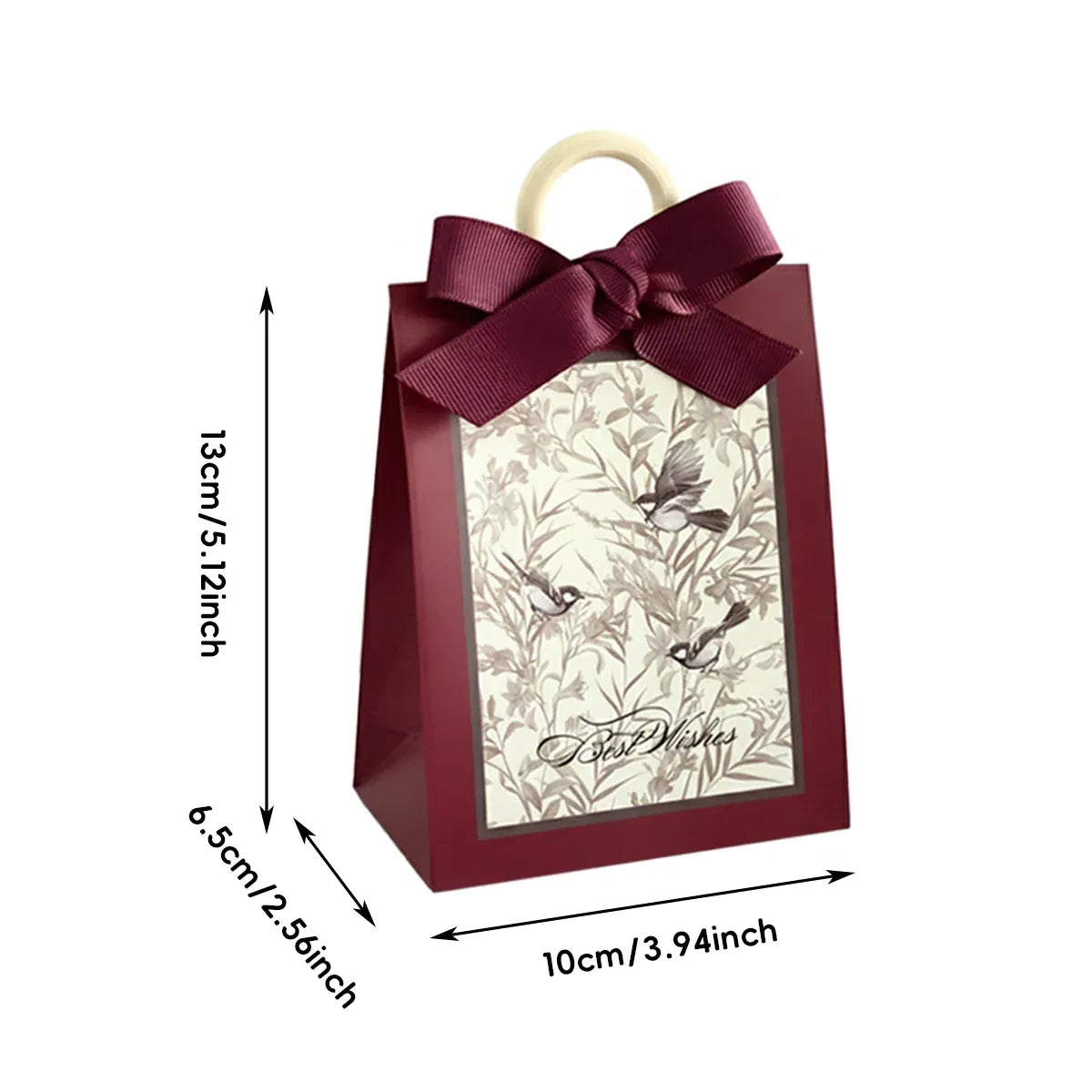 50PCS Gift Bags 3 Colours Aesthetic French Forest Theme Party Packing Bags - Wine Red