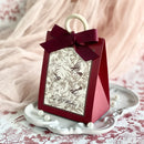 50PCS Gift Bags 3 Colours Aesthetic French Forest Theme Party Packing Bags - Wine Red