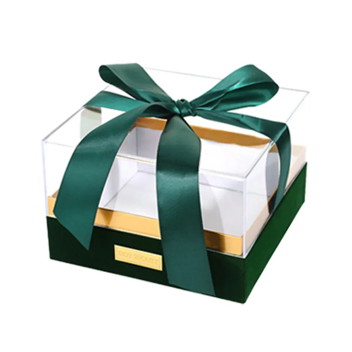 Acrylic Gift Box Clear Souvenir Display Case Bow Storage Container for Packaging - Green - L
