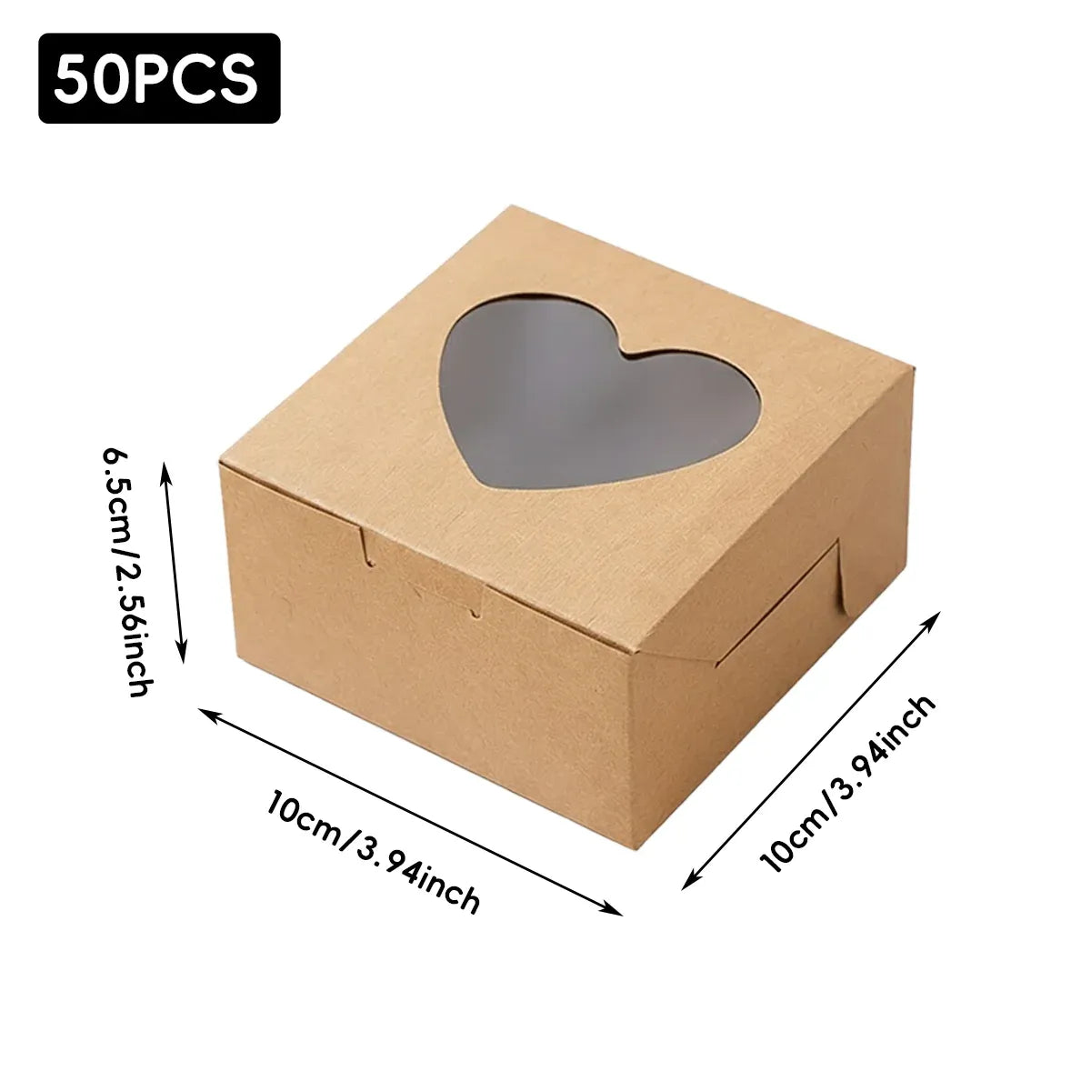 50Pcs Clear Window Dessert Cake Packaging Gift Box Bakery Treat Party Treat Box - Kraft