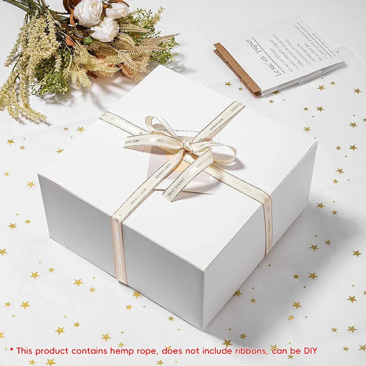 10Pcs Kraft Gift Boxes Set with Jute Rope 8x8x4 Inch Party Favour Packaging - Kraft
