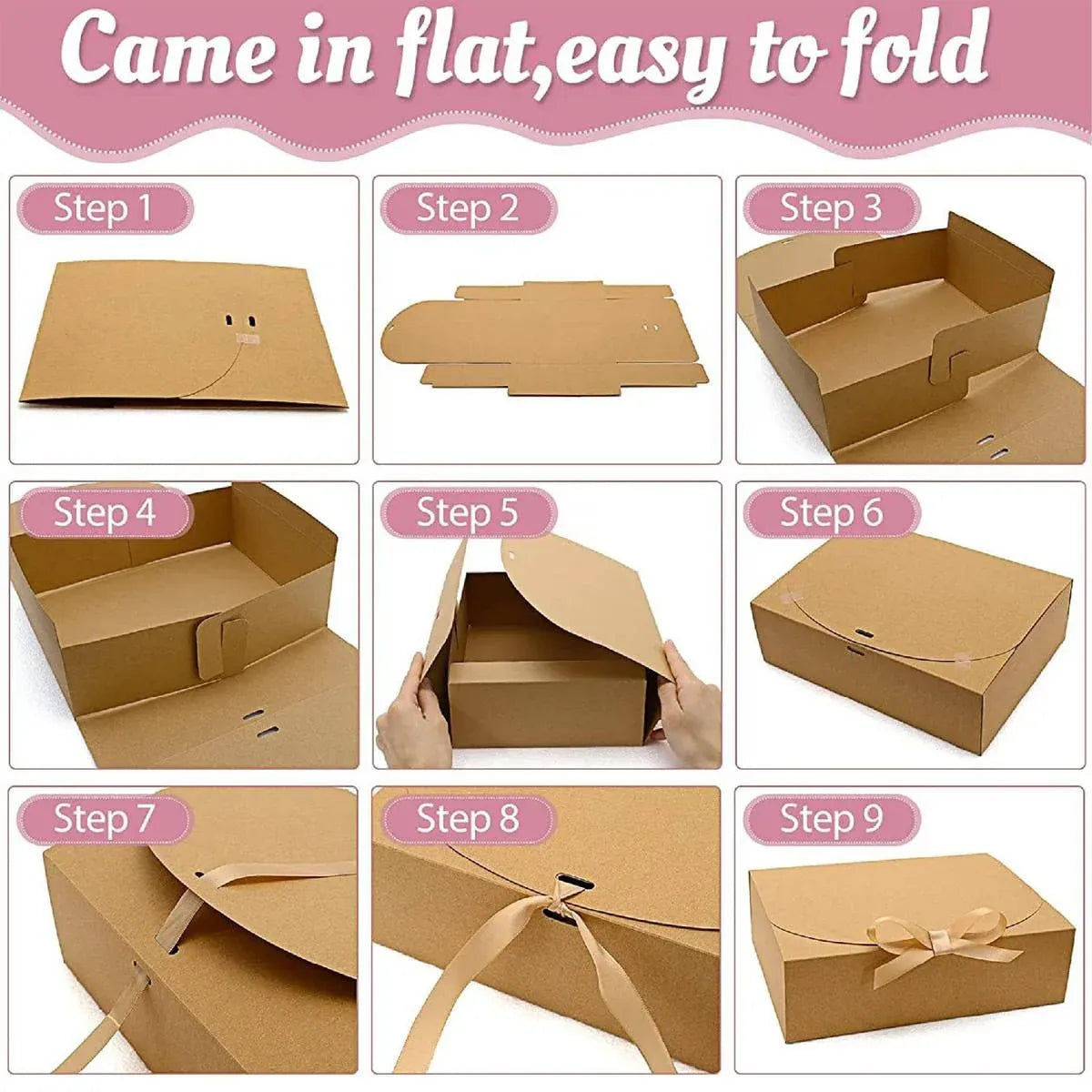 20 Pcs Holiday Party Gift Boxes Festive Packaging Box Set Foldable Kraft White - Kraft
