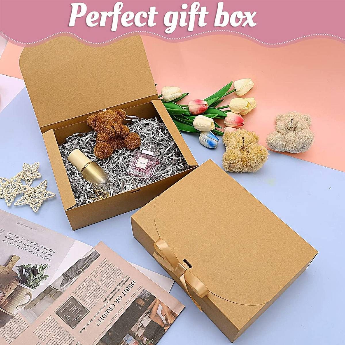 20 Pcs Holiday Party Gift Boxes Festive Packaging Box Set Foldable Kraft White - Kraft