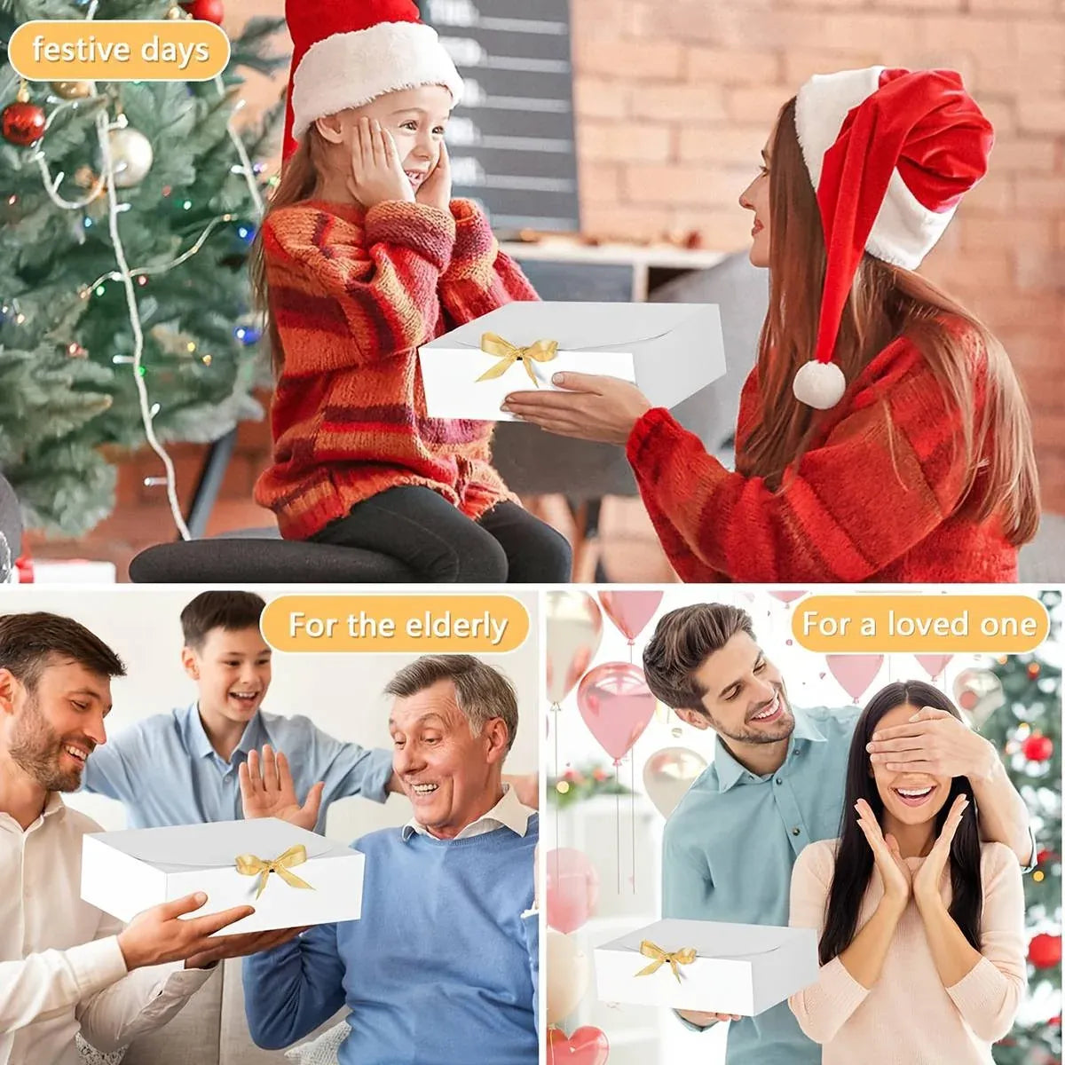 20 Pcs Holiday Party Gift Boxes Festive Packaging Box Set Foldable Kraft White - Kraft