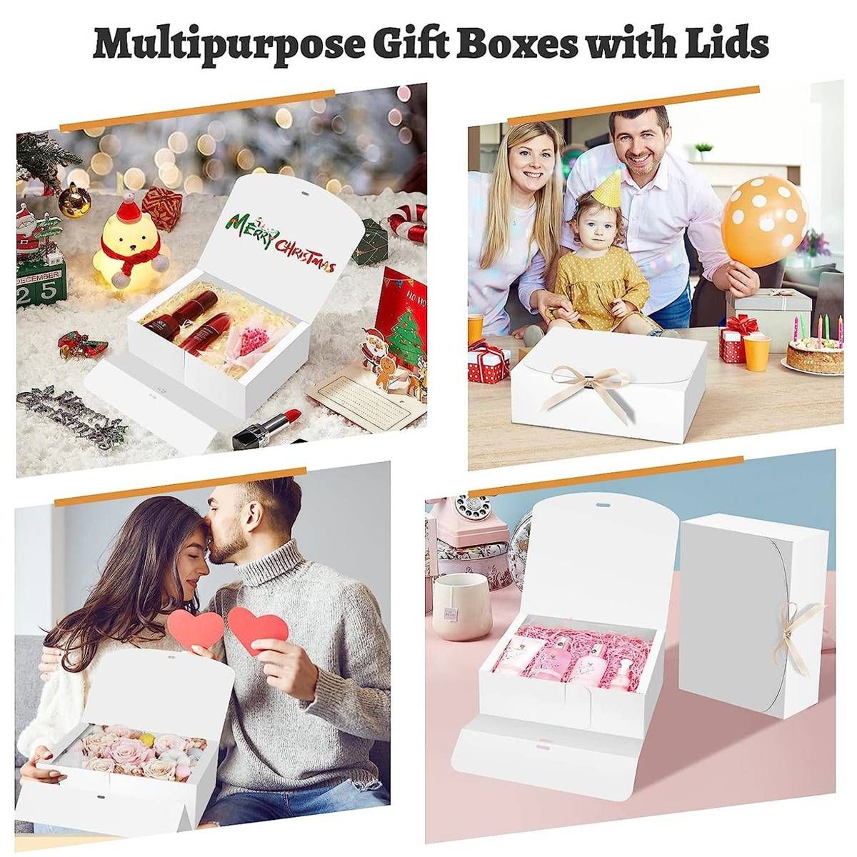 20 Pcs Holiday Party Gift Boxes Festive Packaging Box Set Foldable Kraft White - Kraft