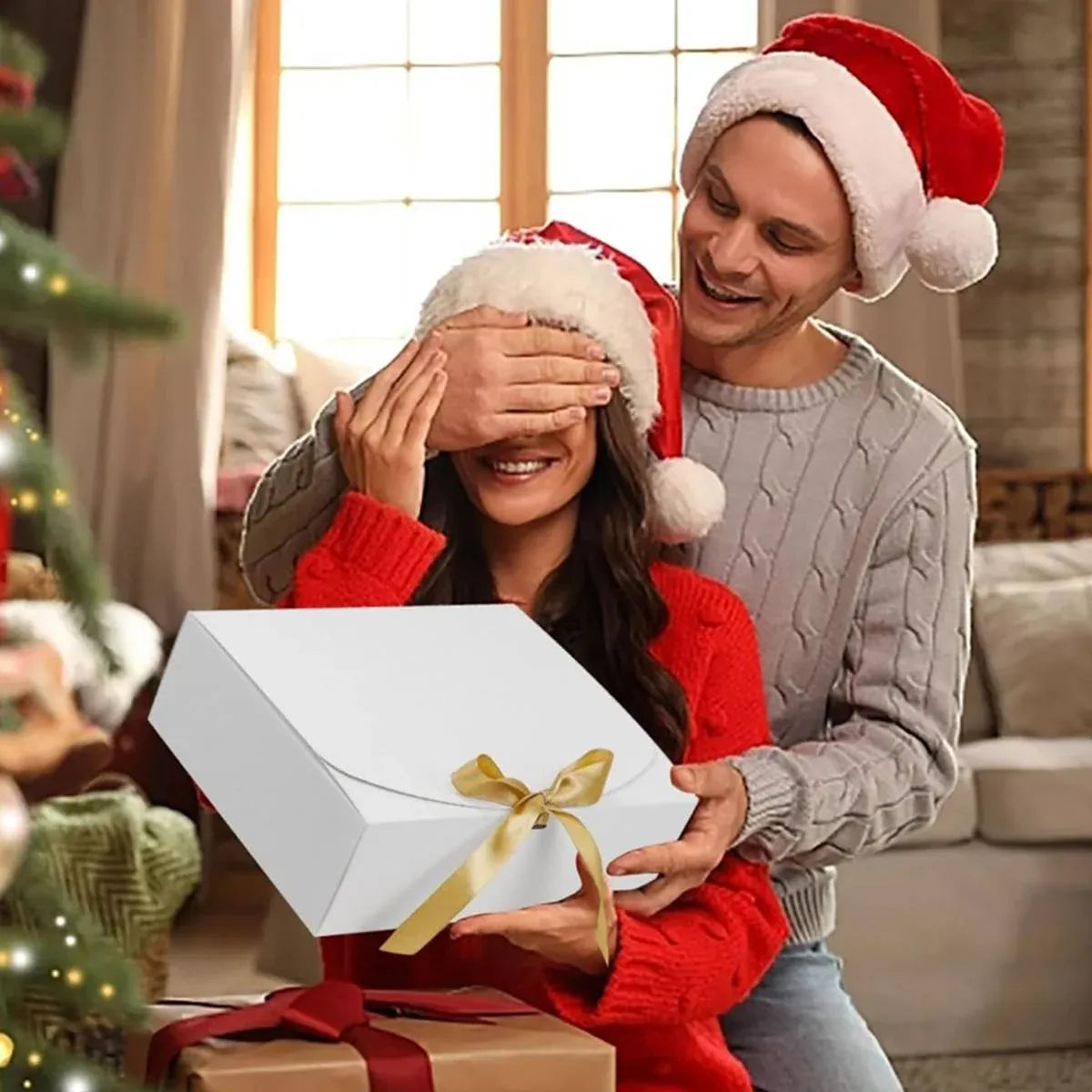 20 Pcs Holiday Party Gift Boxes Festive Packaging Box Set Foldable Kraft White - Kraft