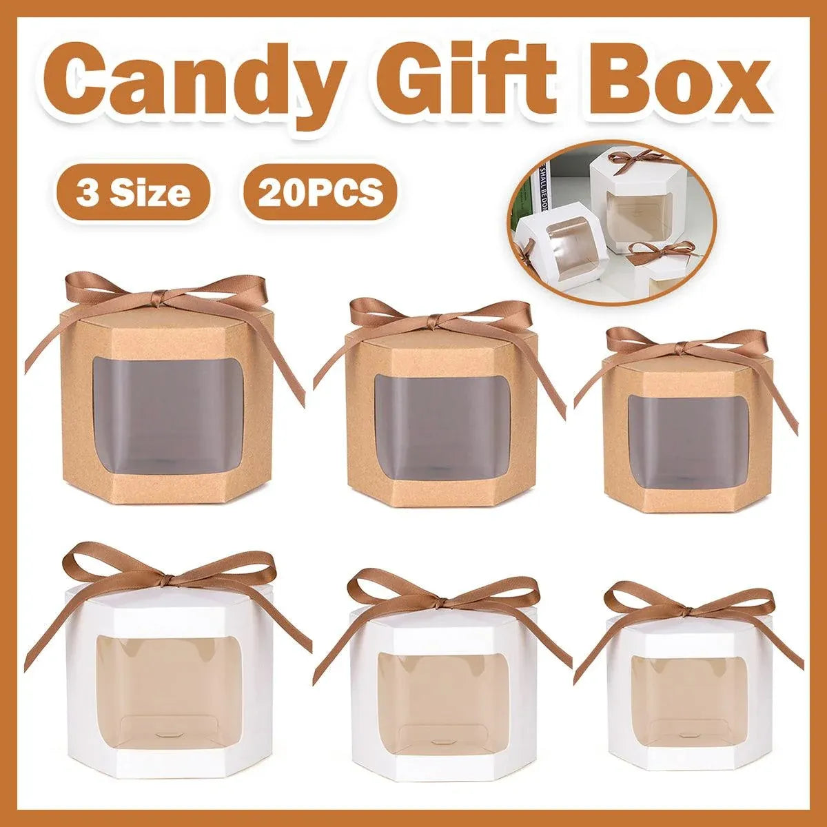 20PCS Small Gift Box Candy Storage Box Party Favor Treat Packaging Recyclable - Kraft-L