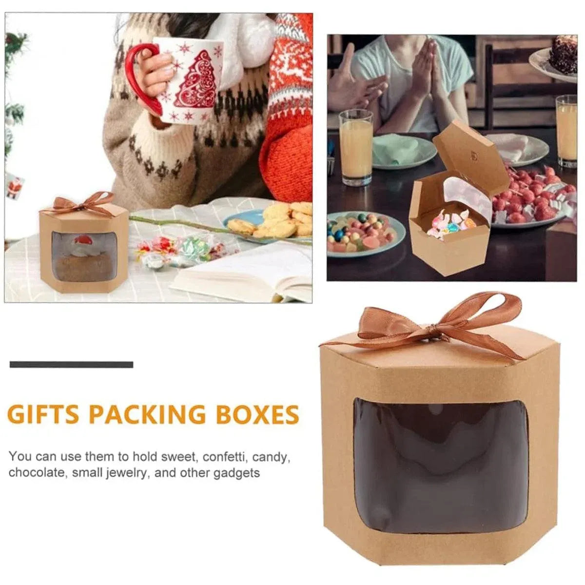 20PCS Small Gift Box Candy Storage Box Party Favor Treat Packaging Recyclable - Kraft-L
