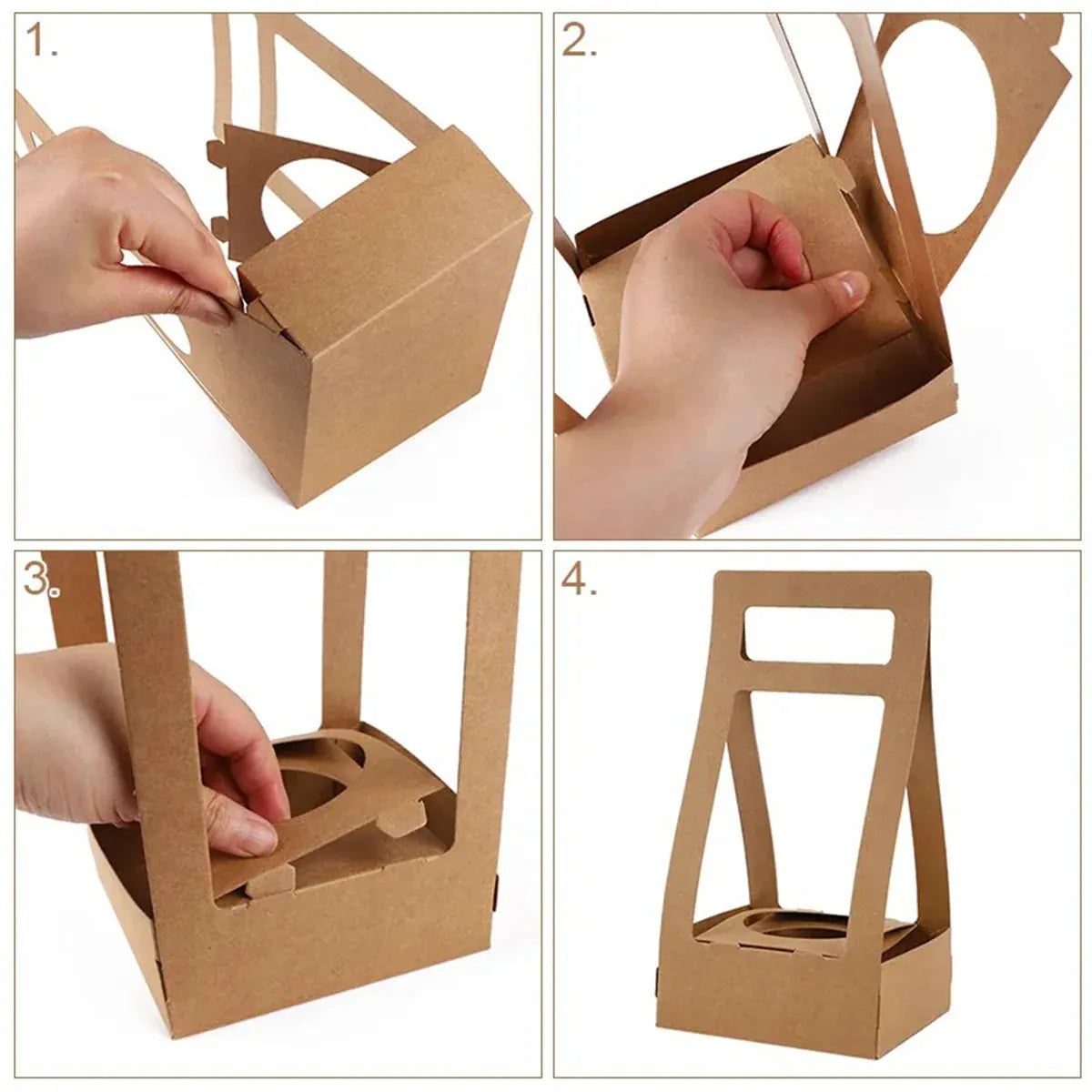 30PCS Flower Gift Packaging Boxes with Handle Durable Birthday Wedding Favors - Kraft
