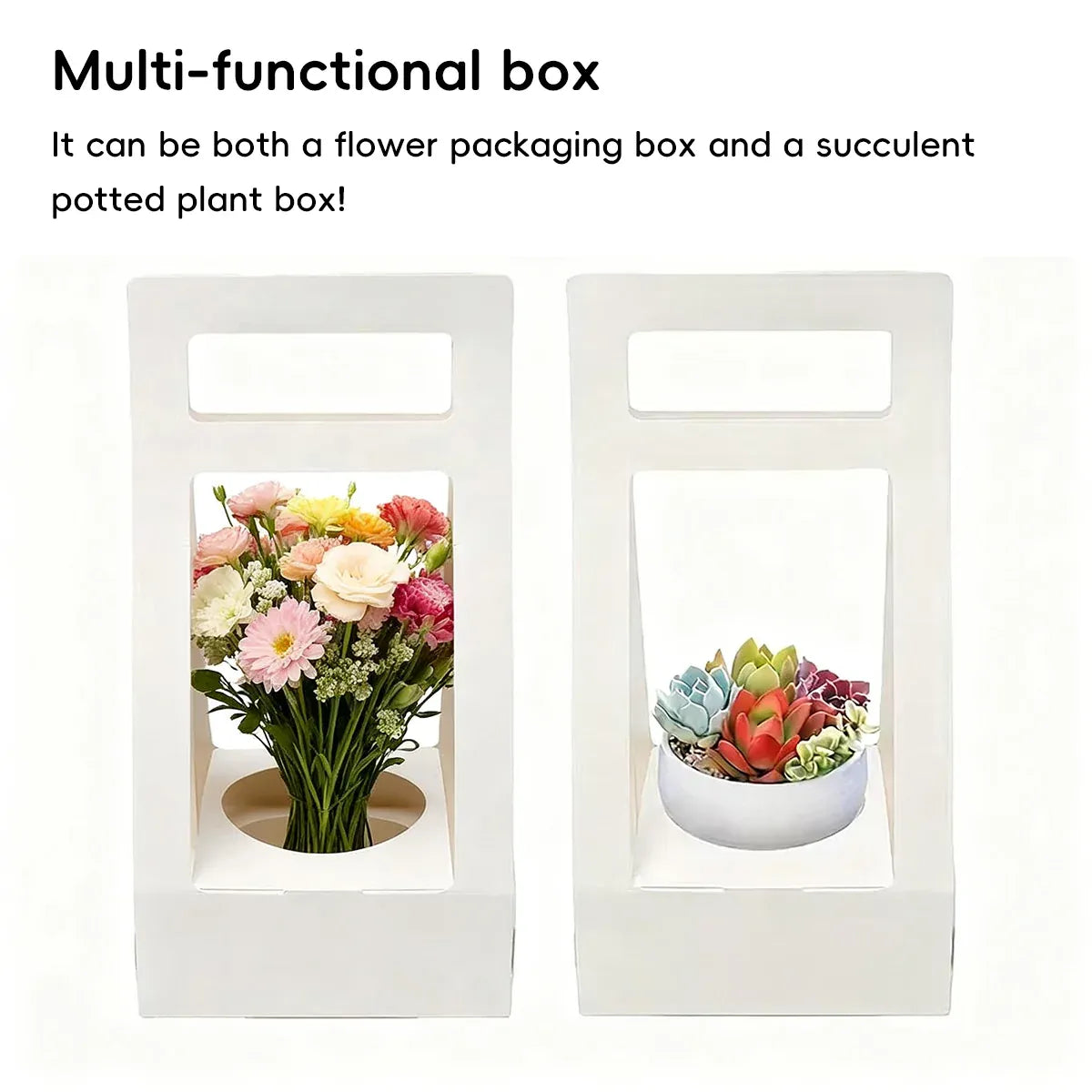 30PCS Flower Gift Packaging Boxes with Handle Durable Birthday Wedding Favors - Kraft