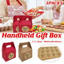 3 Packs Handheld Kraft Paper Gift Boxes with Thank-you Stickers Party Favor Use - Kraft