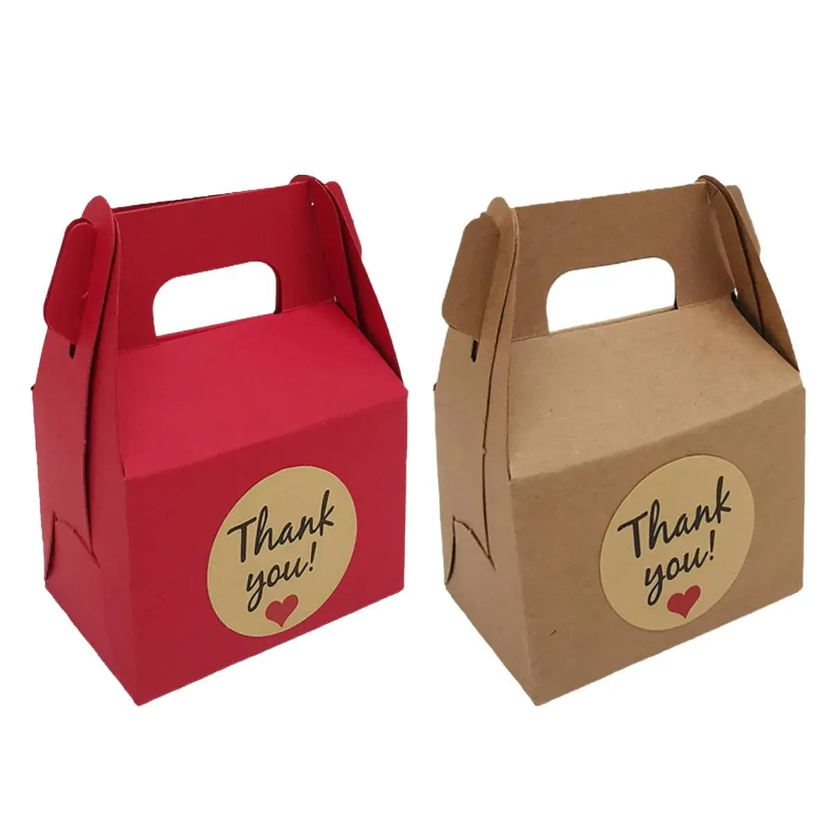 3 Packs Handheld Kraft Paper Gift Boxes with Thank-you Stickers Party Favor Use - Kraft