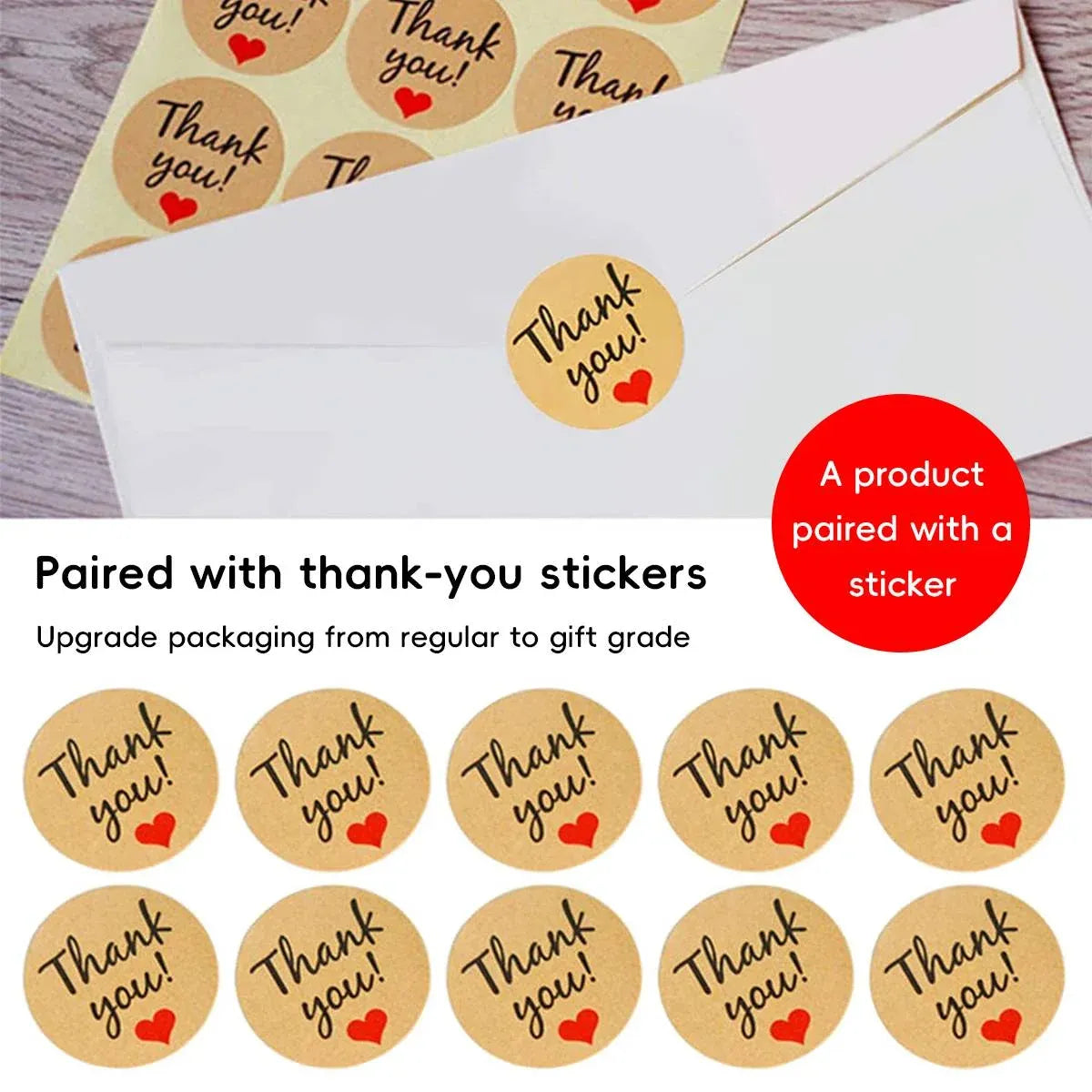 3 Packs Handheld Kraft Paper Gift Boxes with Thank-you Stickers Party Favor Use - Kraft