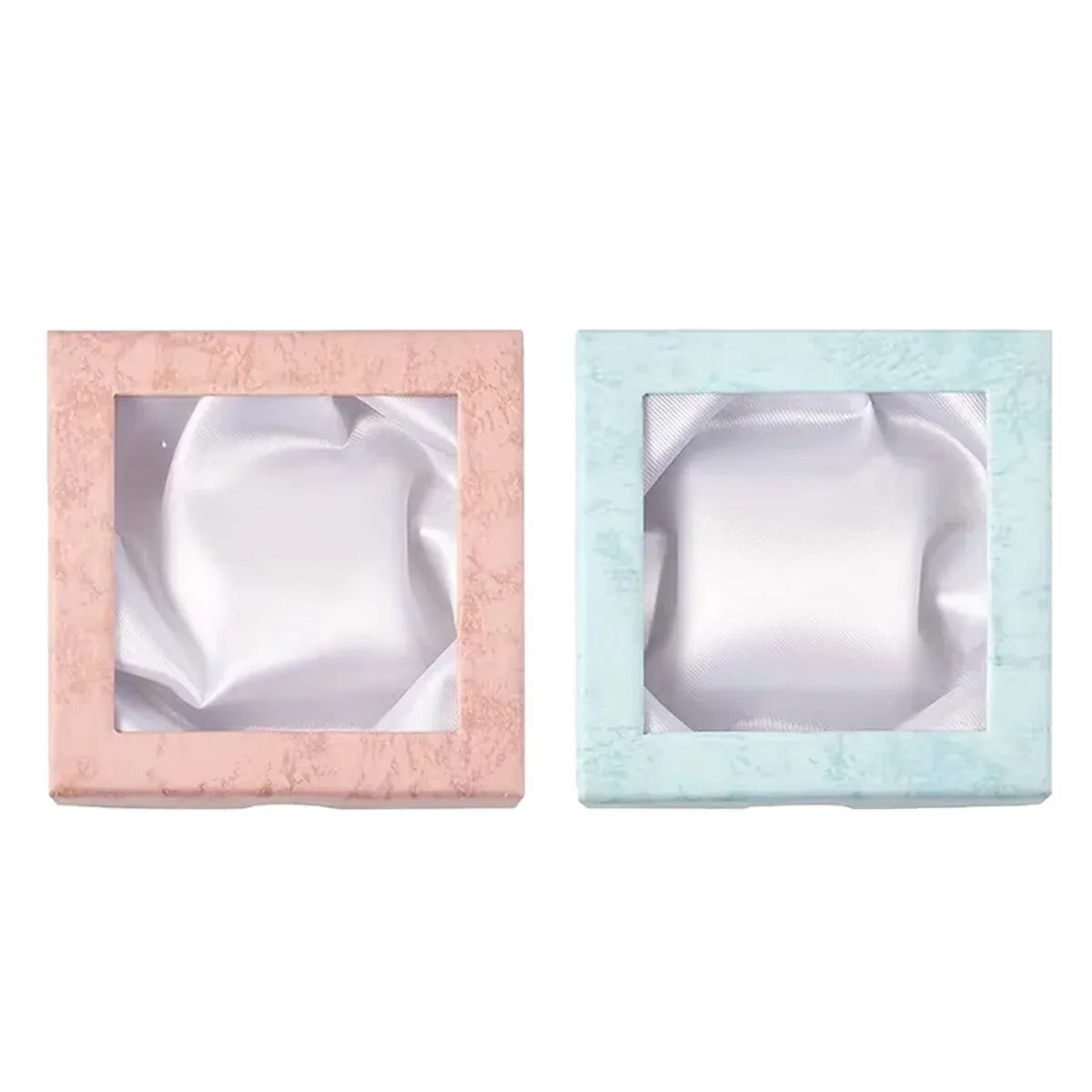 12Pcs Clear Window Jewelry Boxes Transparent Lid Display Case For Necklace Ring - Pink