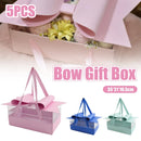 5PCS Bow Gift Box Transparent PVC Design with Ribbon Wedding Party Favor Boxes - Pink