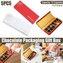 Chocolate Gift Box 5pcs Book Style Clamshell 12 Slot Hardbound Packaging Boxes - Red