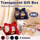 Acrylic Gift Box Clear Souvenir Display Case Bow Storage Container for Packaging - Red - L