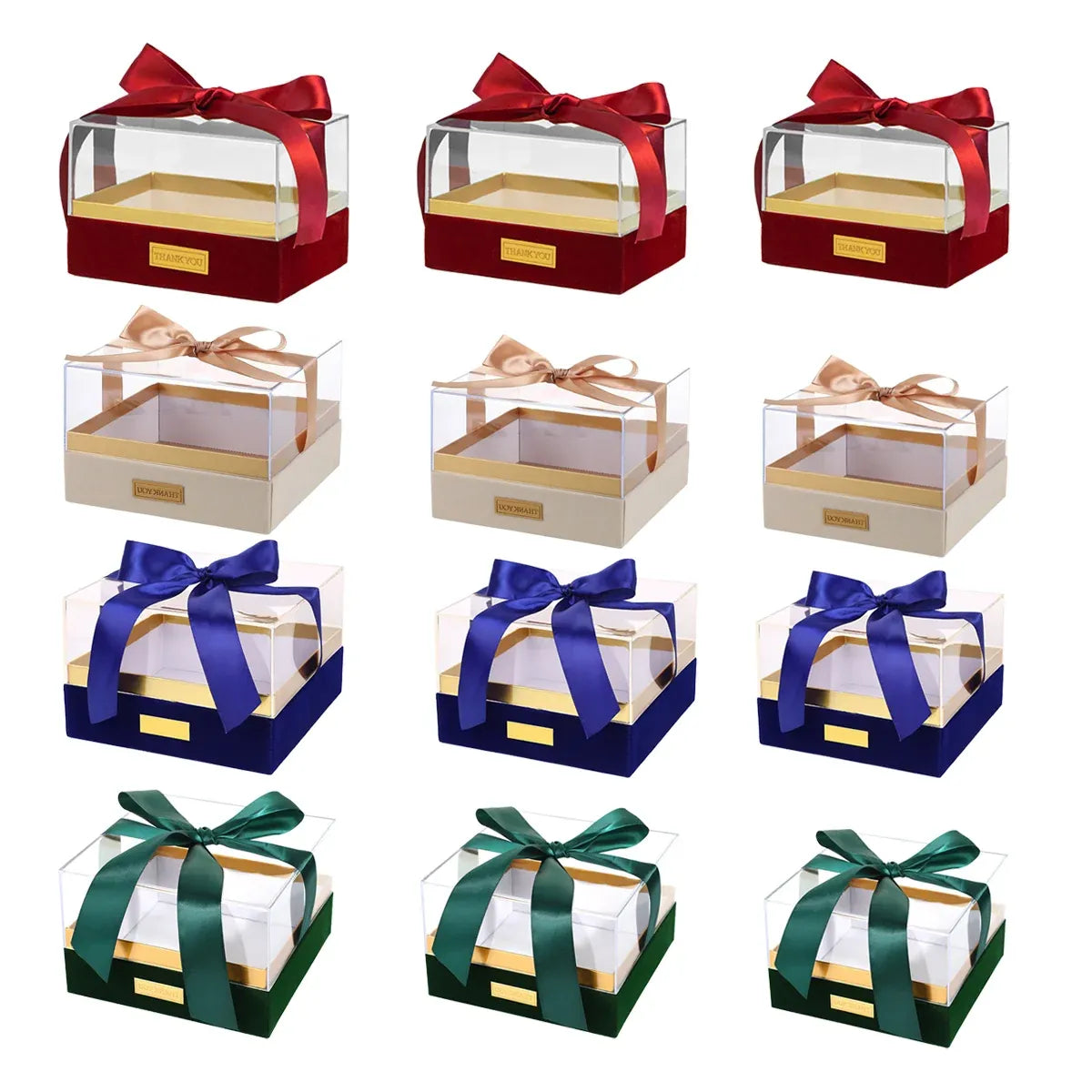 Acrylic Gift Box Clear Souvenir Display Case Bow Storage Container for Packaging - Red - L