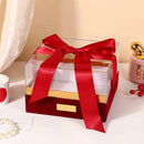 Acrylic Gift Box Clear Souvenir Display Case Bow Storage Container for Packaging - Red - L