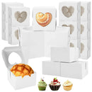 50Pcs Clear Window Dessert Cake Packaging Gift Box Bakery Treat Party Treat Box - White