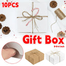 10Pcs Kraft Gift Boxes Set with Jute Rope 8x8x4 Inch Party Favour Packaging - White