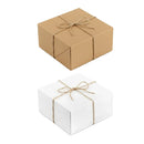 10Pcs Kraft Gift Boxes Set with Jute Rope 8x8x4 Inch Party Favour Packaging - White