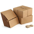 10Pcs Kraft Gift Boxes Set with Jute Rope 8x8x4 Inch Party Favour Packaging - White