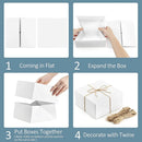10Pcs Kraft Gift Boxes Set with Jute Rope 8x8x4 Inch Party Favour Packaging - White