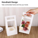 30PCS Flower Gift Packaging Boxes with Handle Durable Birthday Wedding Favors - White