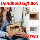 25Pcs Creative Window Gift Box Handle Cardboard Packaging Party Retail Box - White