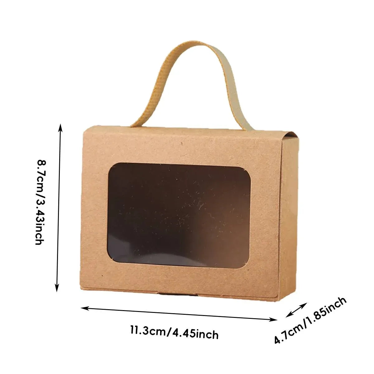 25Pcs Creative Window Gift Box Handle Cardboard Packaging Party Retail Box - White