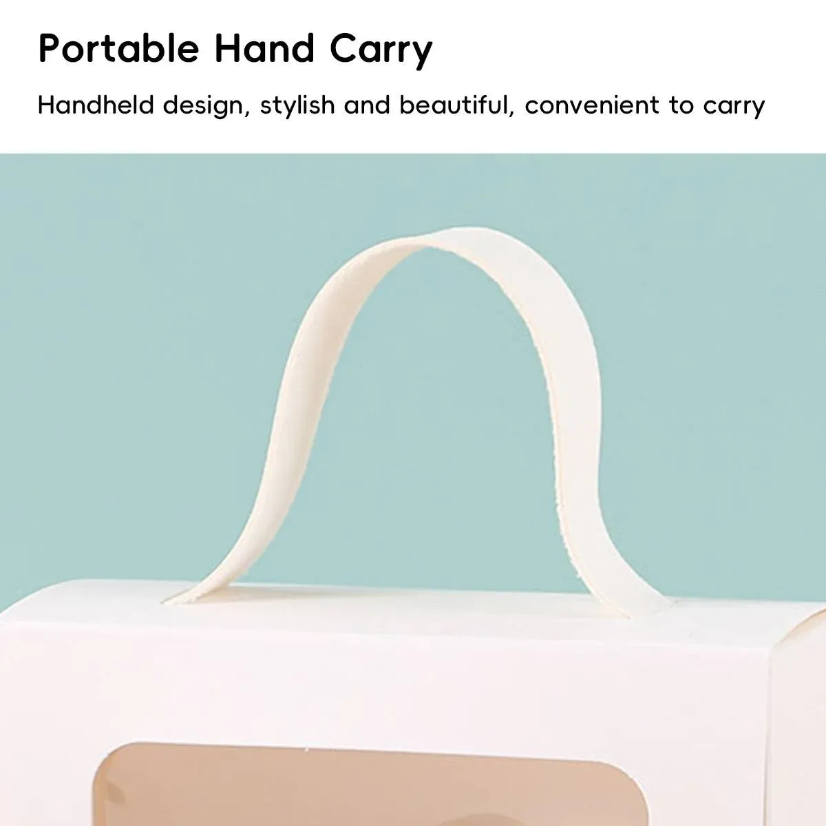 25Pcs Creative Window Gift Box Handle Cardboard Packaging Party Retail Box - White