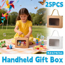 25Pcs Creative Window Gift Box Handle Cardboard Packaging Party Retail Box - White