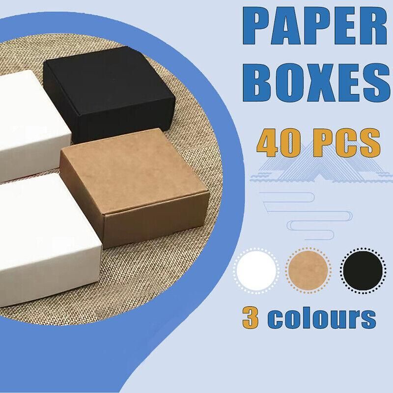 40x Paper Wedding Favour Boxes Party Favour Cookie Candy Soap Bomboniere boxes - White