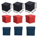 Square Gift Boxes 8pcs Empty Packaging Boxes for Favour Party Wedding Storage - Black-12x12cm